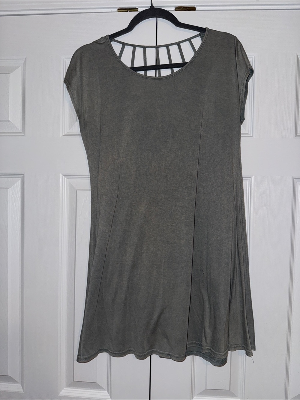 Women's Olive Green Short Sleeve Swing Mini Dress